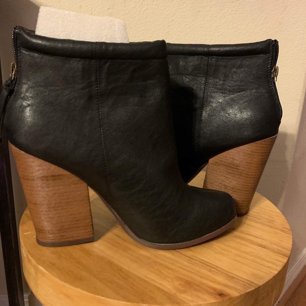Black leather ankle boots